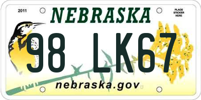 NE license plate 98LK67
