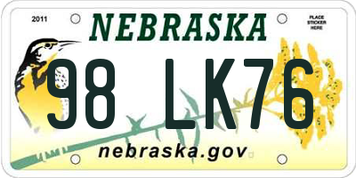 NE license plate 98LK76