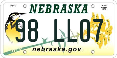 NE license plate 98LL07