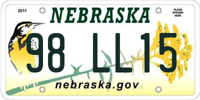 NE license plate 98LL15