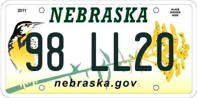 NE license plate 98LL20