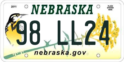 NE license plate 98LL24