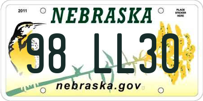 NE license plate 98LL30