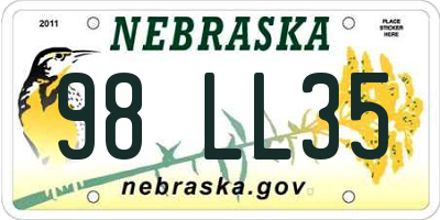 NE license plate 98LL35