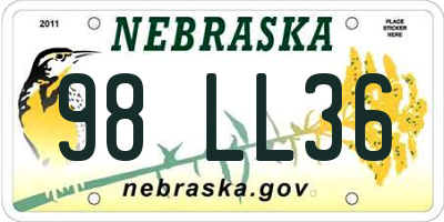 NE license plate 98LL36