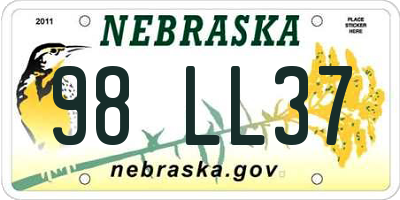 NE license plate 98LL37
