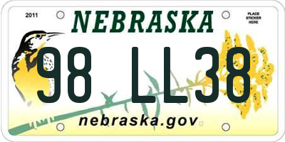 NE license plate 98LL38