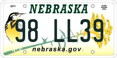 NE license plate 98LL39