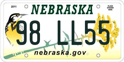 NE license plate 98LL55
