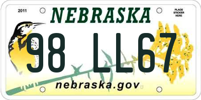 NE license plate 98LL67