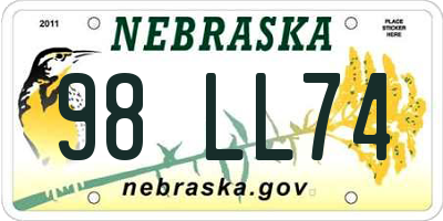 NE license plate 98LL74