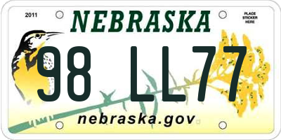 NE license plate 98LL77