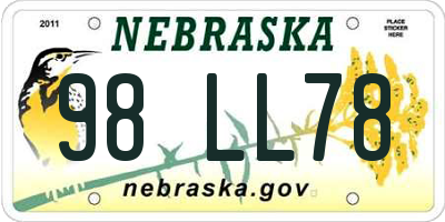 NE license plate 98LL78