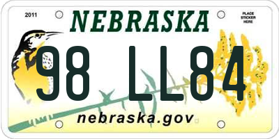 NE license plate 98LL84