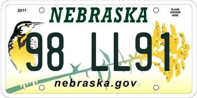 NE license plate 98LL91