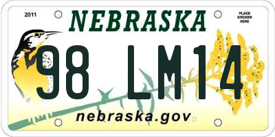 NE license plate 98LM14