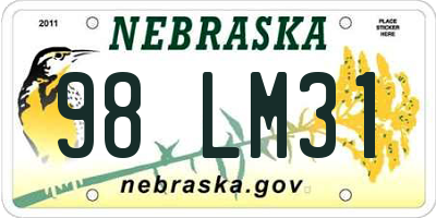 NE license plate 98LM31