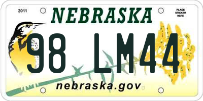 NE license plate 98LM44