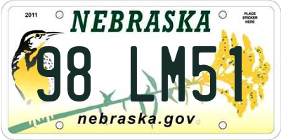 NE license plate 98LM51