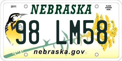 NE license plate 98LM58