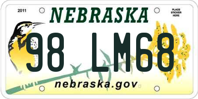 NE license plate 98LM68