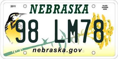 NE license plate 98LM78