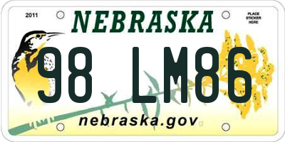 NE license plate 98LM86