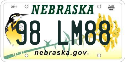 NE license plate 98LM88