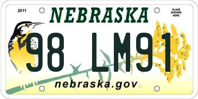 NE license plate 98LM91