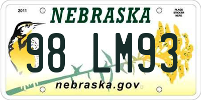 NE license plate 98LM93