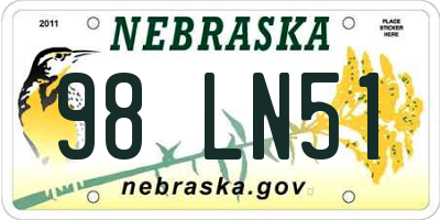 NE license plate 98LN51
