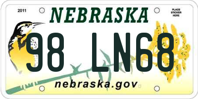 NE license plate 98LN68