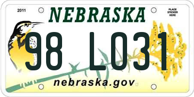 NE license plate 98LO31