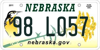 NE license plate 98LO57