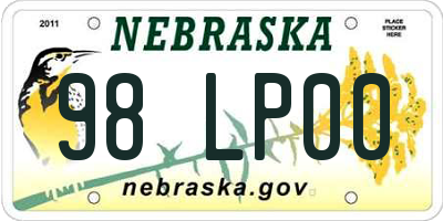 NE license plate 98LP00