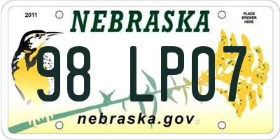 NE license plate 98LP07