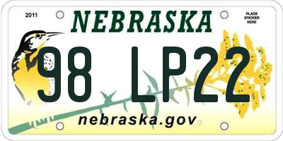 NE license plate 98LP22