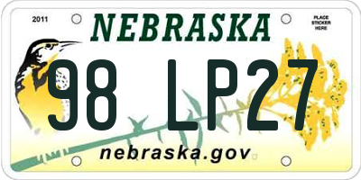 NE license plate 98LP27