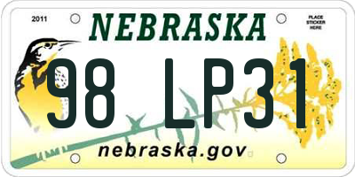 NE license plate 98LP31