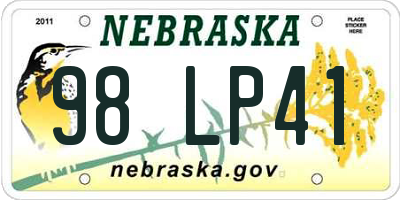 NE license plate 98LP41