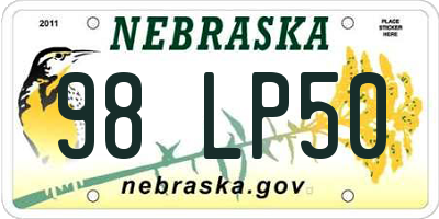 NE license plate 98LP50