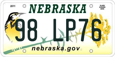 NE license plate 98LP76