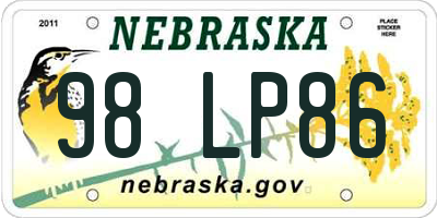 NE license plate 98LP86