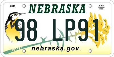 NE license plate 98LP91