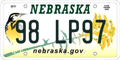NE license plate 98LP97