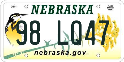 NE license plate 98LQ47