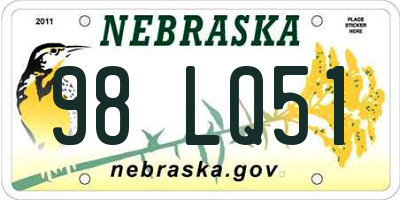 NE license plate 98LQ51