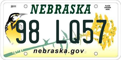 NE license plate 98LQ57