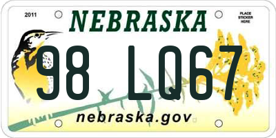 NE license plate 98LQ67