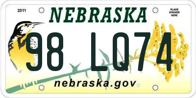NE license plate 98LQ74